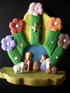Kerststal voor bloeiende cactus