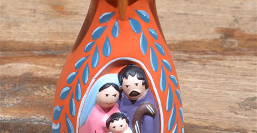 Heilige familie op flesvormig kruis