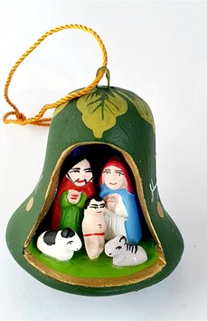 Kerststal in groene bel retablo