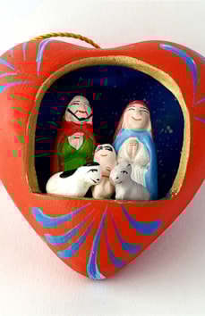 Kerststal in rood hartje