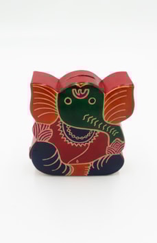 Leren Ganesha spaarpot, gekleurd
