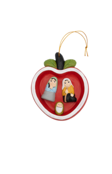 Aardewerk kerststal appel hanger, rood